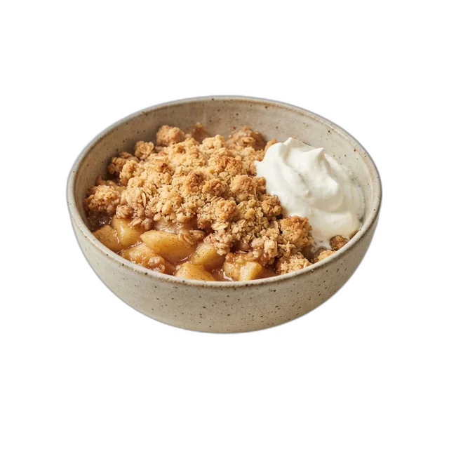 Apfel-Crumble mit Schlagsahne