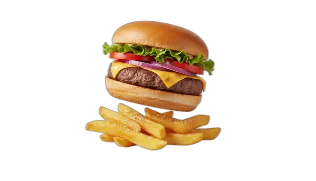 Burger mit Pommes frites