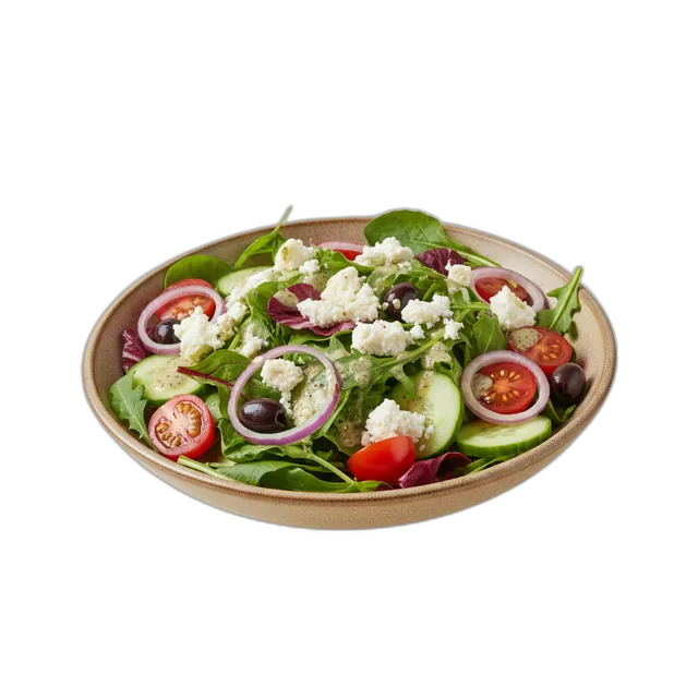 Gemischter Salat mit Feta und Dressing
