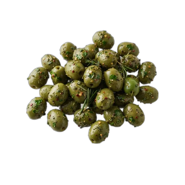Grüne Oliven in Kräutermarinade