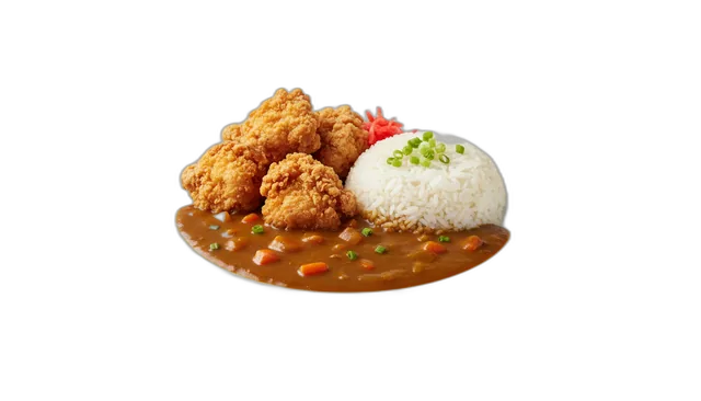 Japanisches Curry mit frittiertem Hähnchen (Karaage) und Reis