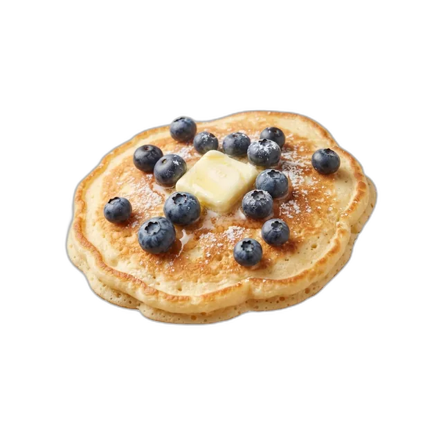 Pfannkuchen mit Butter und Blaubeeren