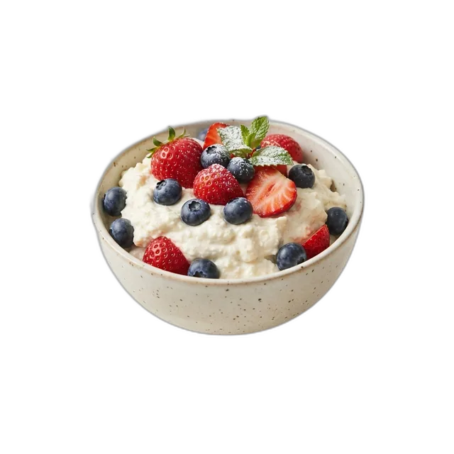 Quarkcreme mit Erdbeeren und Blaubeeren