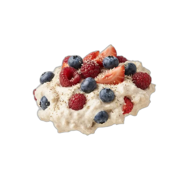 Veganer Joghurt mit Proteinpulver, Beeren und Flohsamenschalen