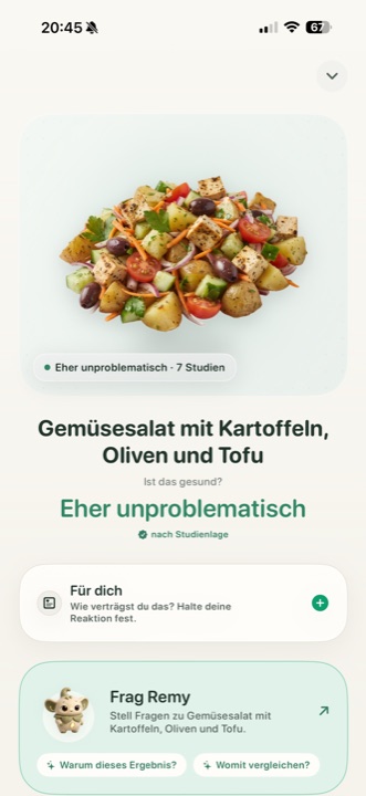 Ergebnis eines Essens-Scans in der App Ist das gesund?