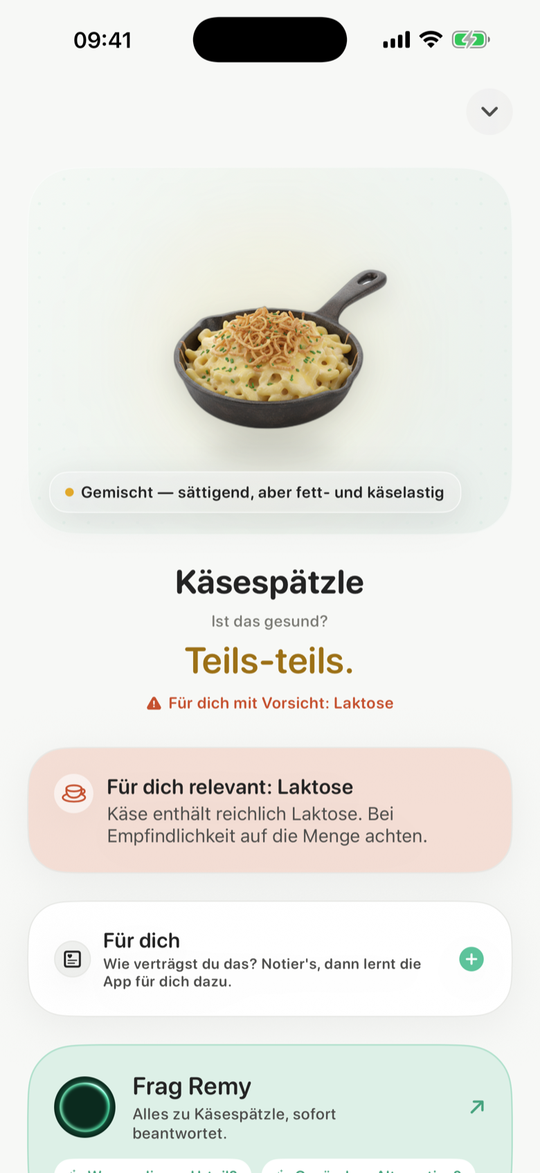 Persönliche Einschätzung mit Verträglichkeits-Hinweis
